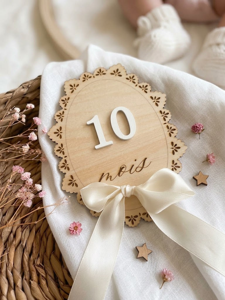 Milestone bébé personnalisé en bois – Mes premiers mois 🤍