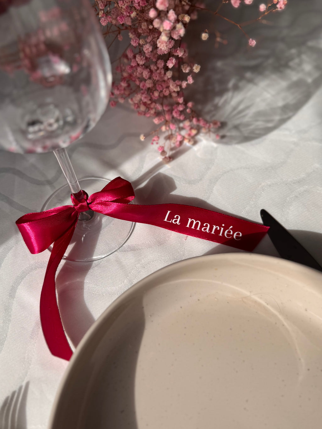 Ruban Satin Personnalisé Marque-Place – Mariage & Événement