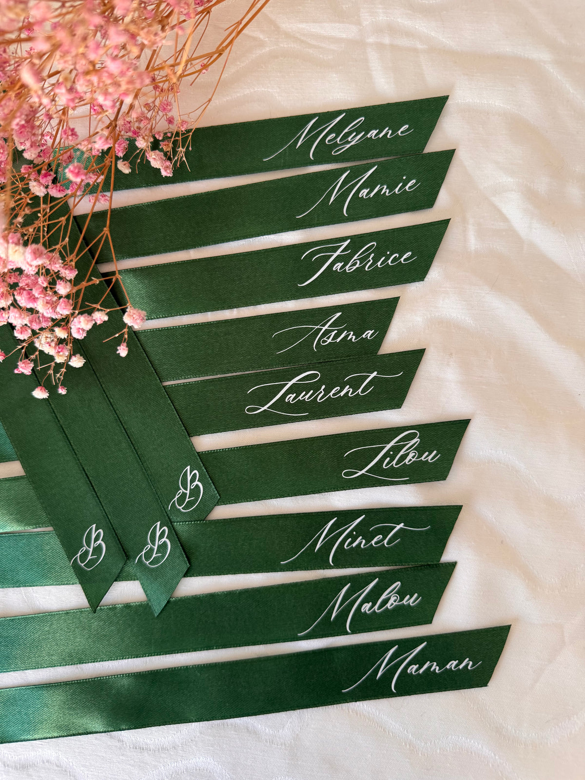 Ruban Satin Personnalisé Marque-Place – Mariage & Événement