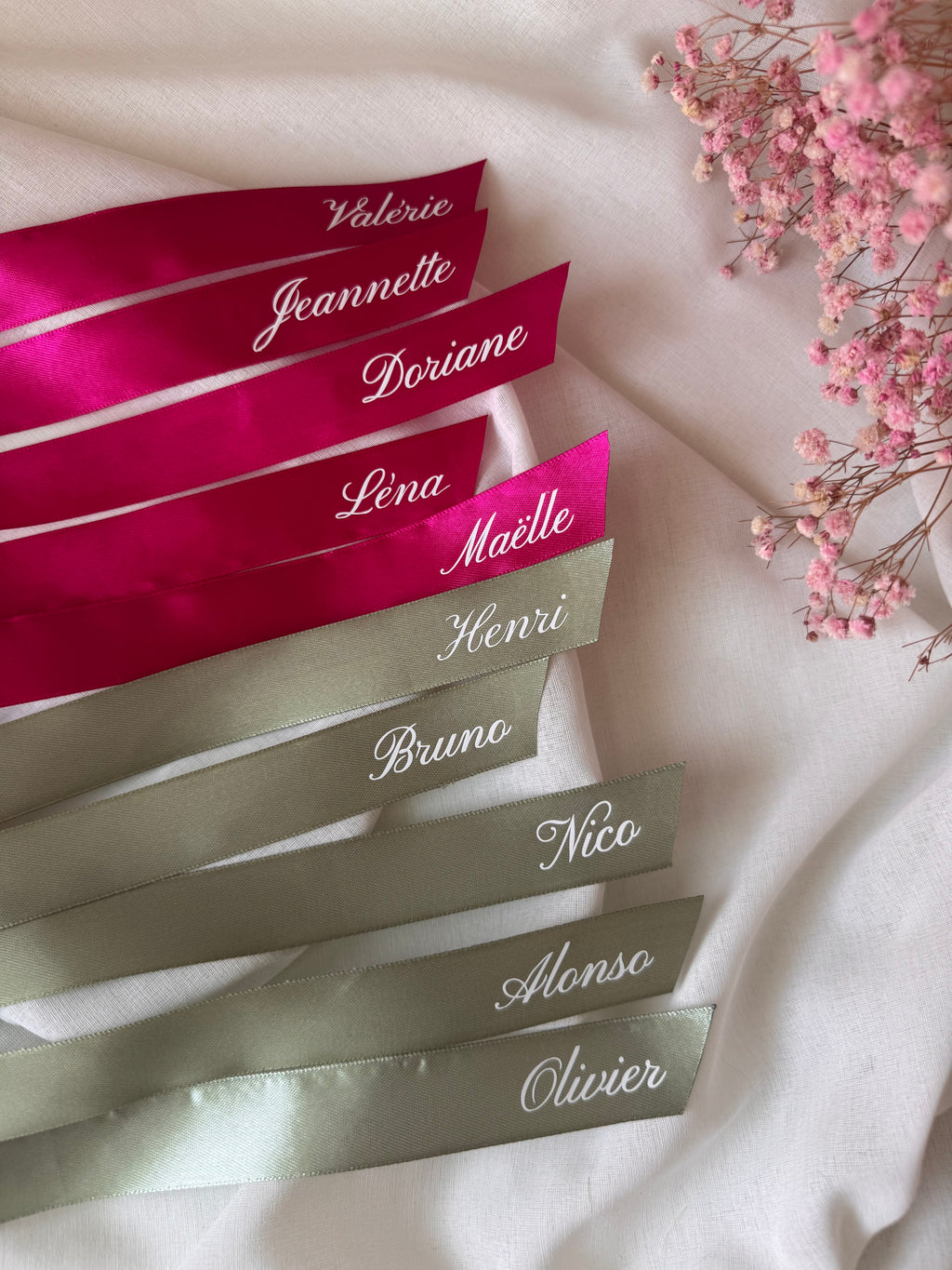 Ruban Satin Personnalisé Marque-Place – Mariage & Événement